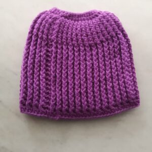 Ponytail Beanie (school-age child): green, black, blue, purple or grey