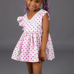 Dress (school-age child): pink & white