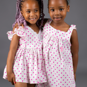 Dress (school-age child): pink & white