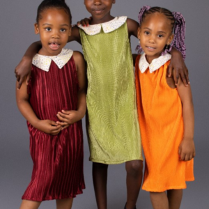 Silk Dress (school-age child): orange, blue, pink, maroon or lime green